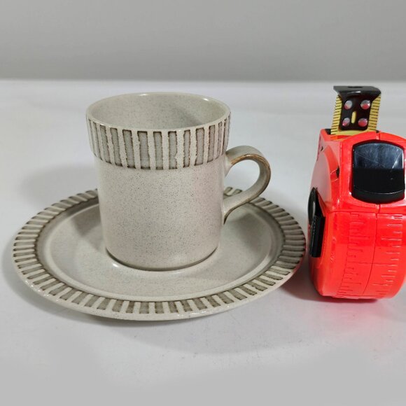 Vintage 2 Pc Kasuga Showa Japan Speckled Taupe Coffee Cup Mug Saucer Set MCM - Picture 8 of 8